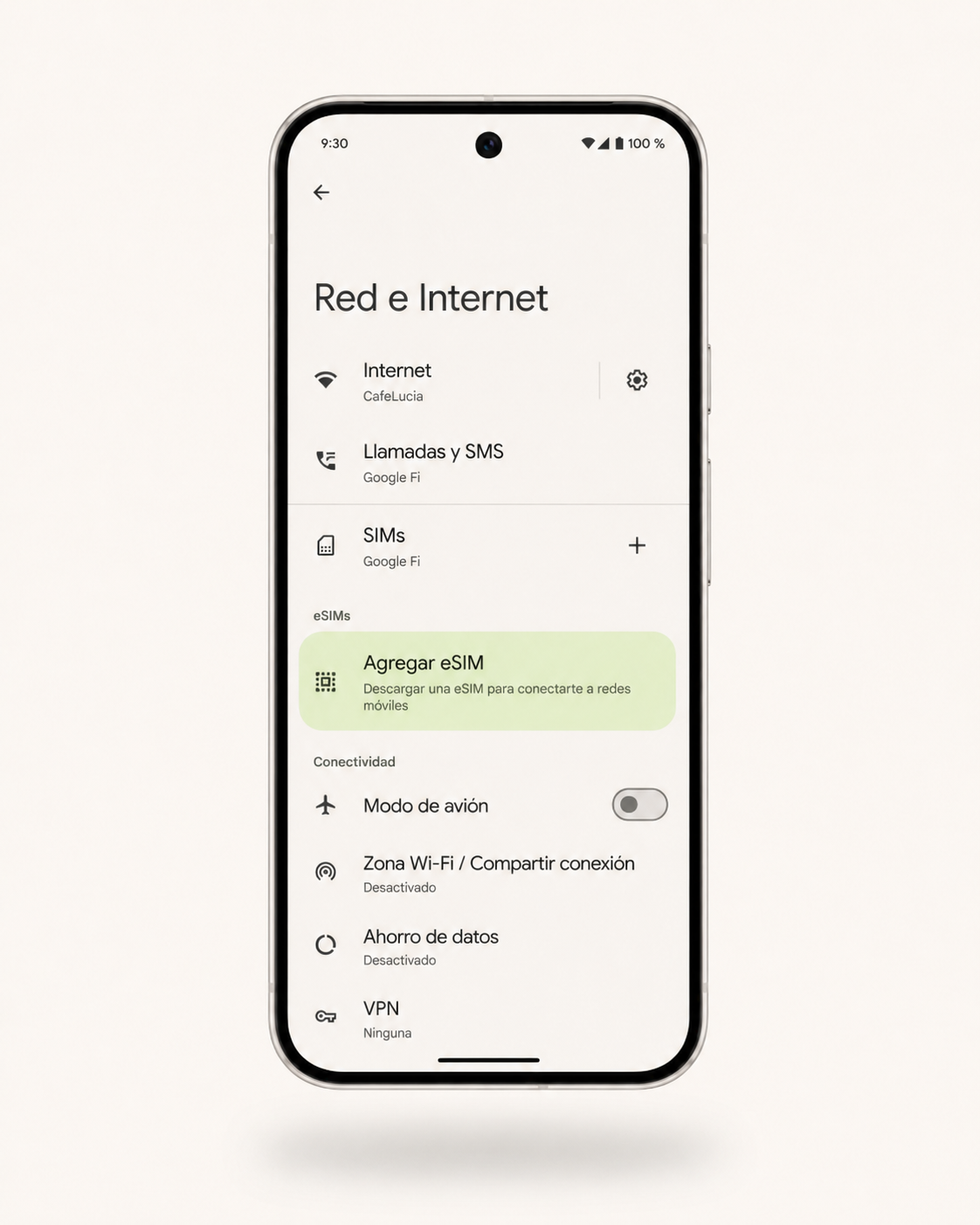Paso 2: Agregar eSIM - menú de Datos celulares