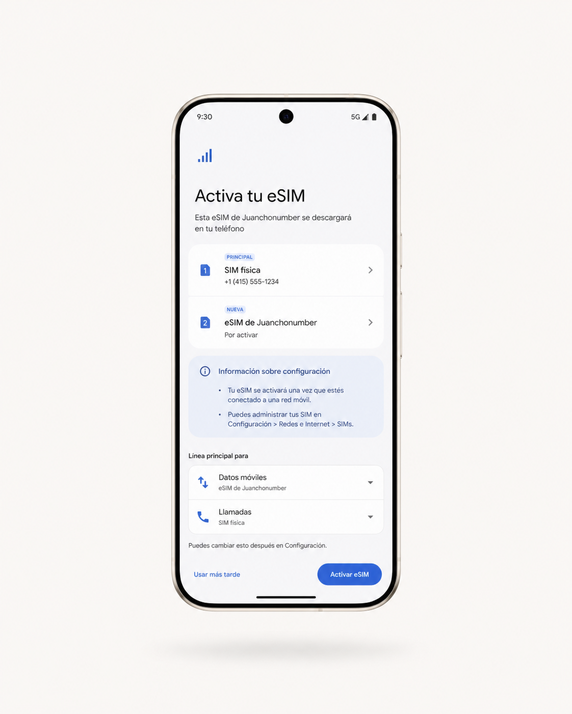Paso 5: Activación completada - eSIM activa